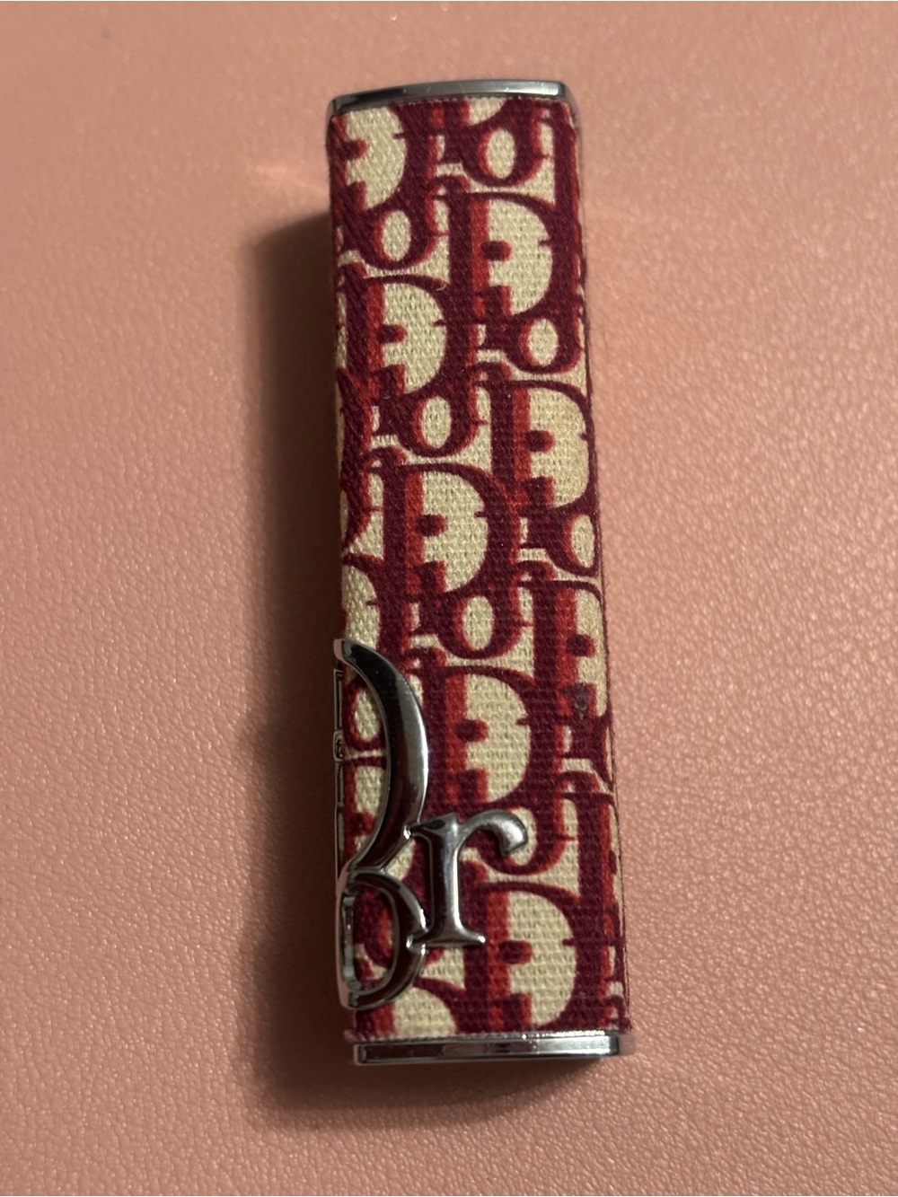 Christian Dior Red Beige Monogram Lipstick Case
